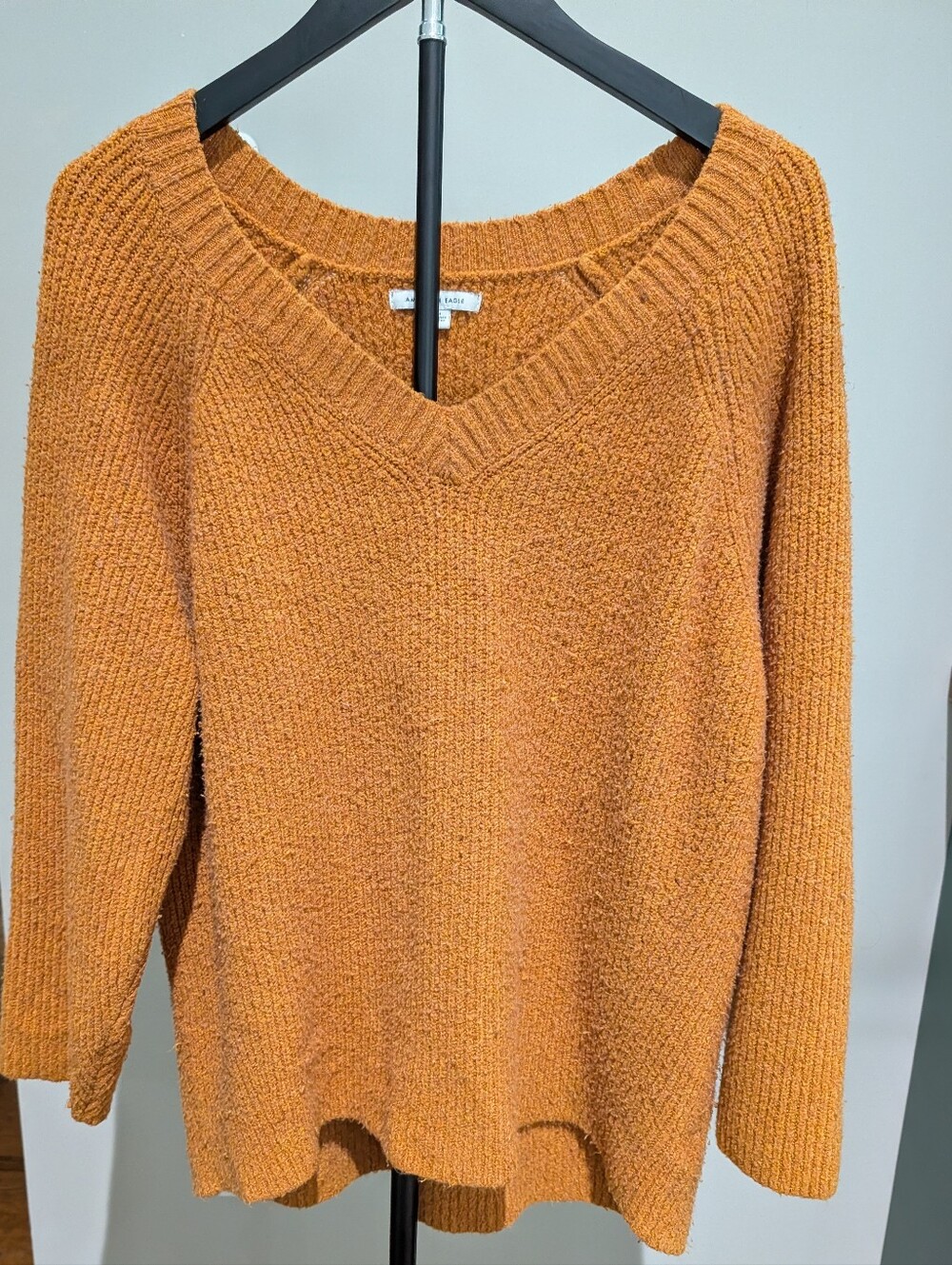 American Eagle Outfitters Textured Rust Orange Knit Sweater